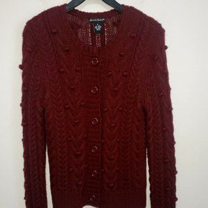 Alexander Bartlet size S Wool blend Button Cardigan Sweater Cable maroon